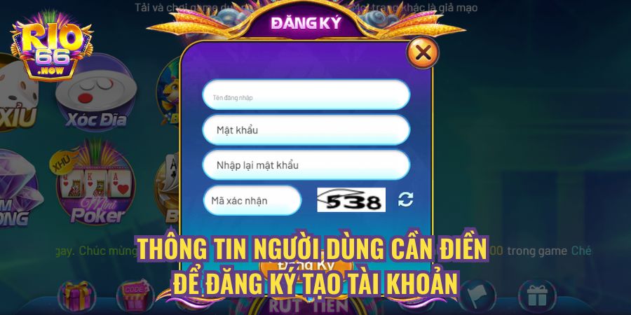 Thông tin người dùng cần điền để đăng ký tạo tài khoản